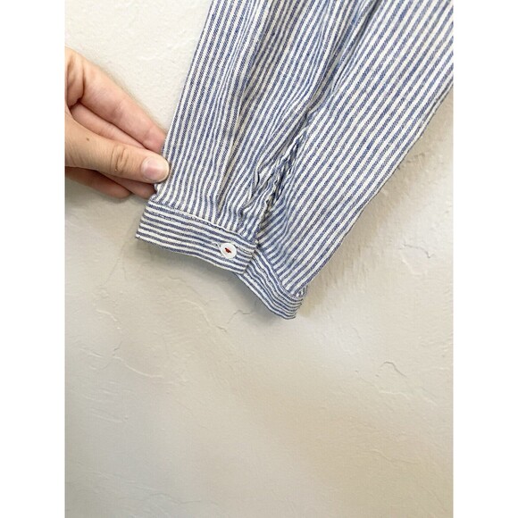 Umgee Blue Striped Tunic with Cream Lace Hem - Picture 10 of 13